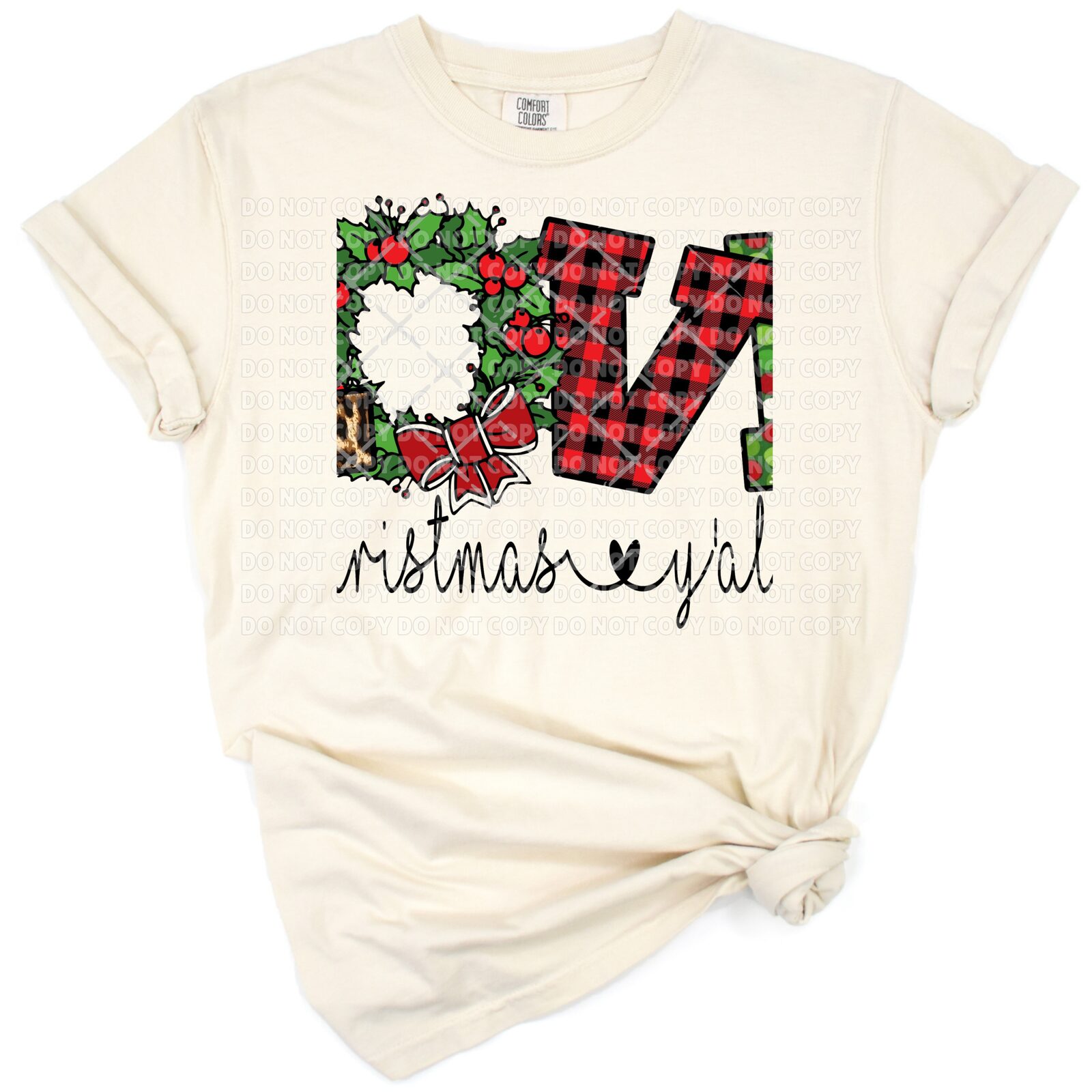 Festive leopard print letters spelling Love Christmas with holiday accents.
