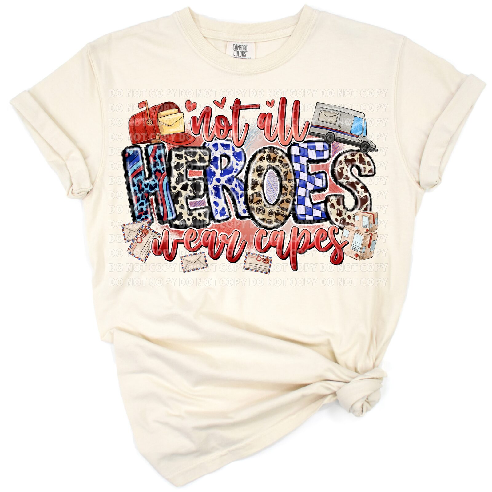 A western-style design featuring a sunflower and a postal worker theme.