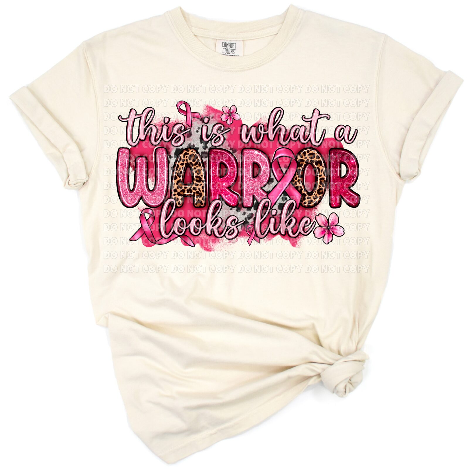 A stylish western-inspired warrior with cancer awareness elements and bold design.
