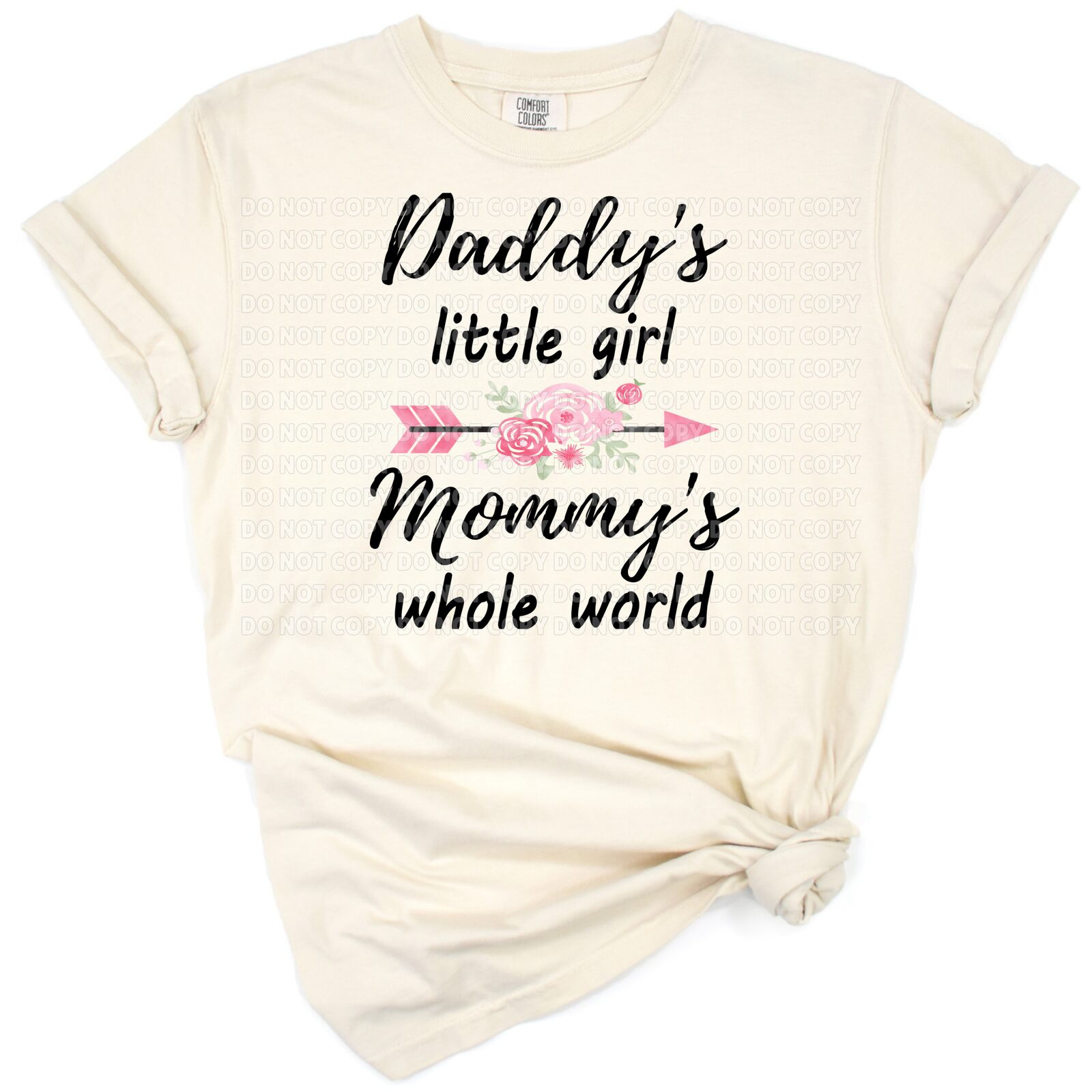 A pink and black floral arrow with playful lettering, featuring a cute family-inspired quote.