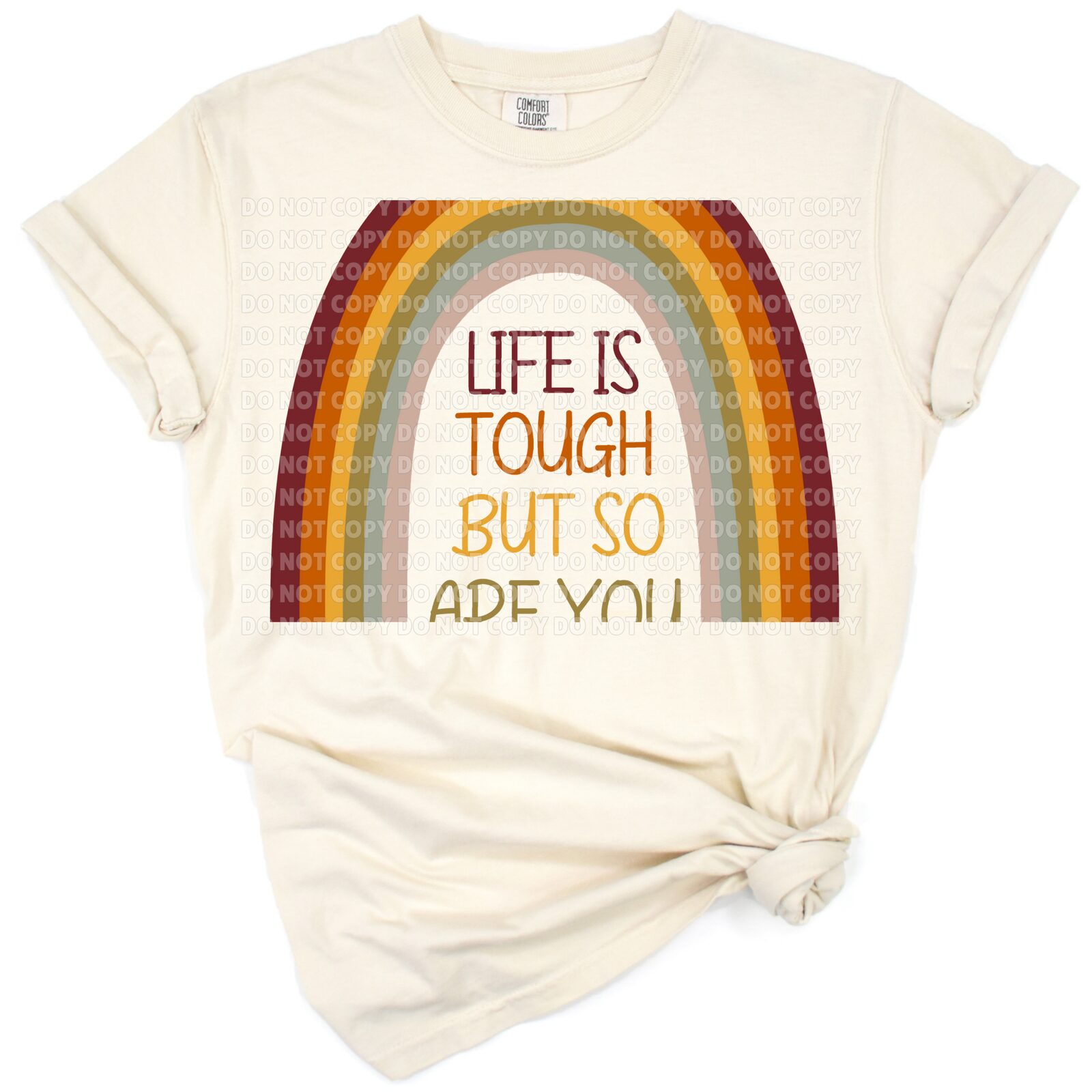 A retro styled motivational saying in bold, colorful block letters.