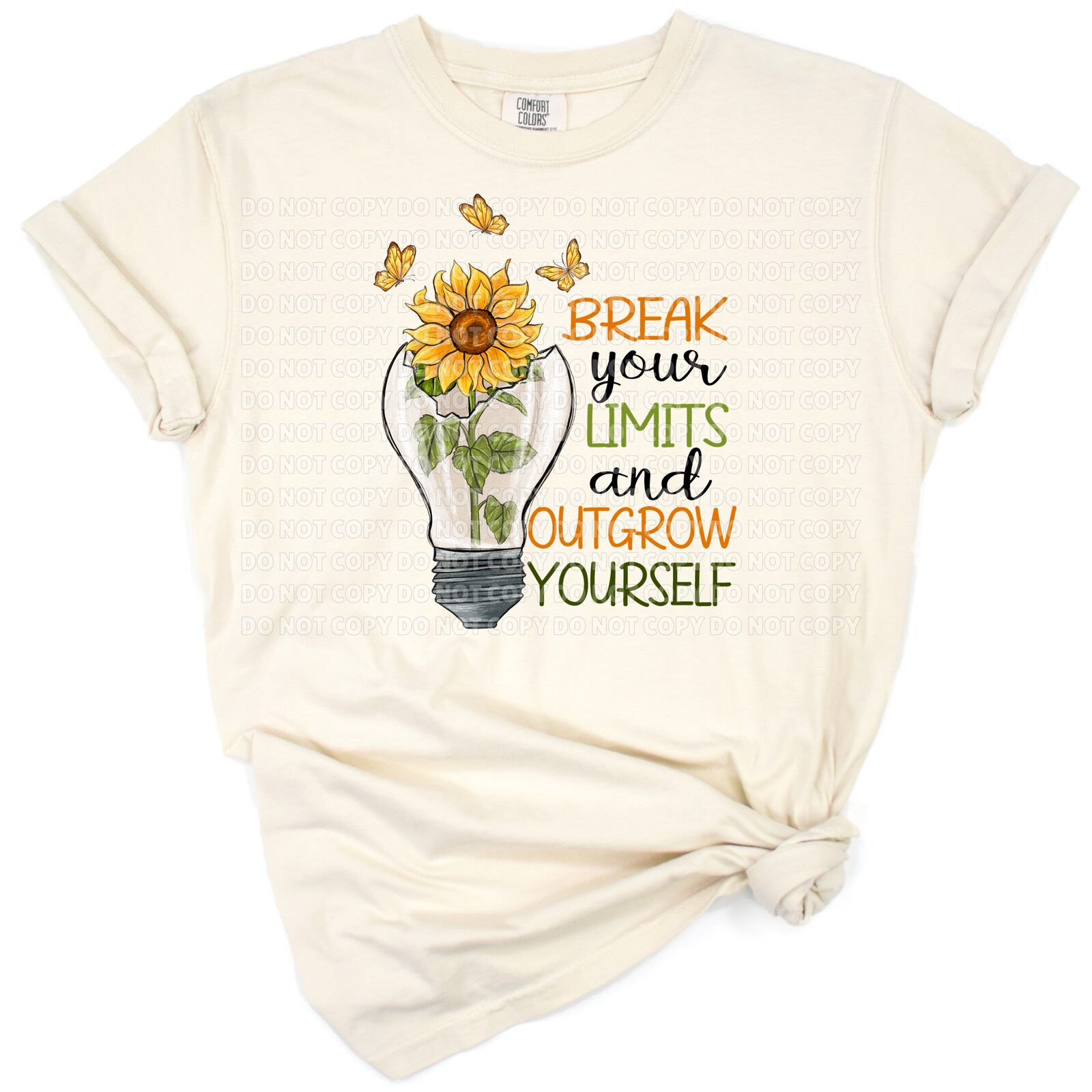 A retro-style sunflower with an inspirational phrase in vintage script.