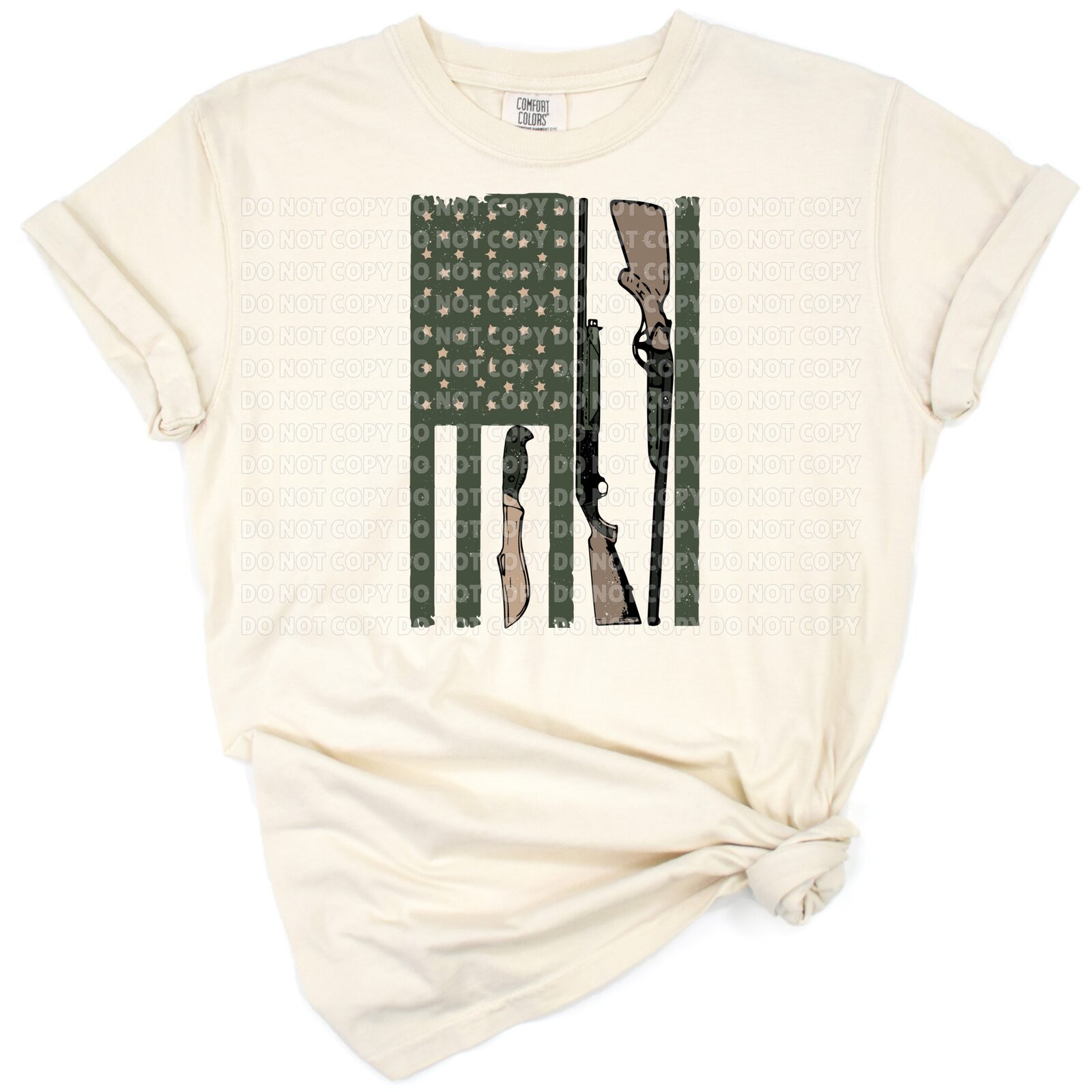 Deer silhouette filled with an American flag stars and stripes motif.