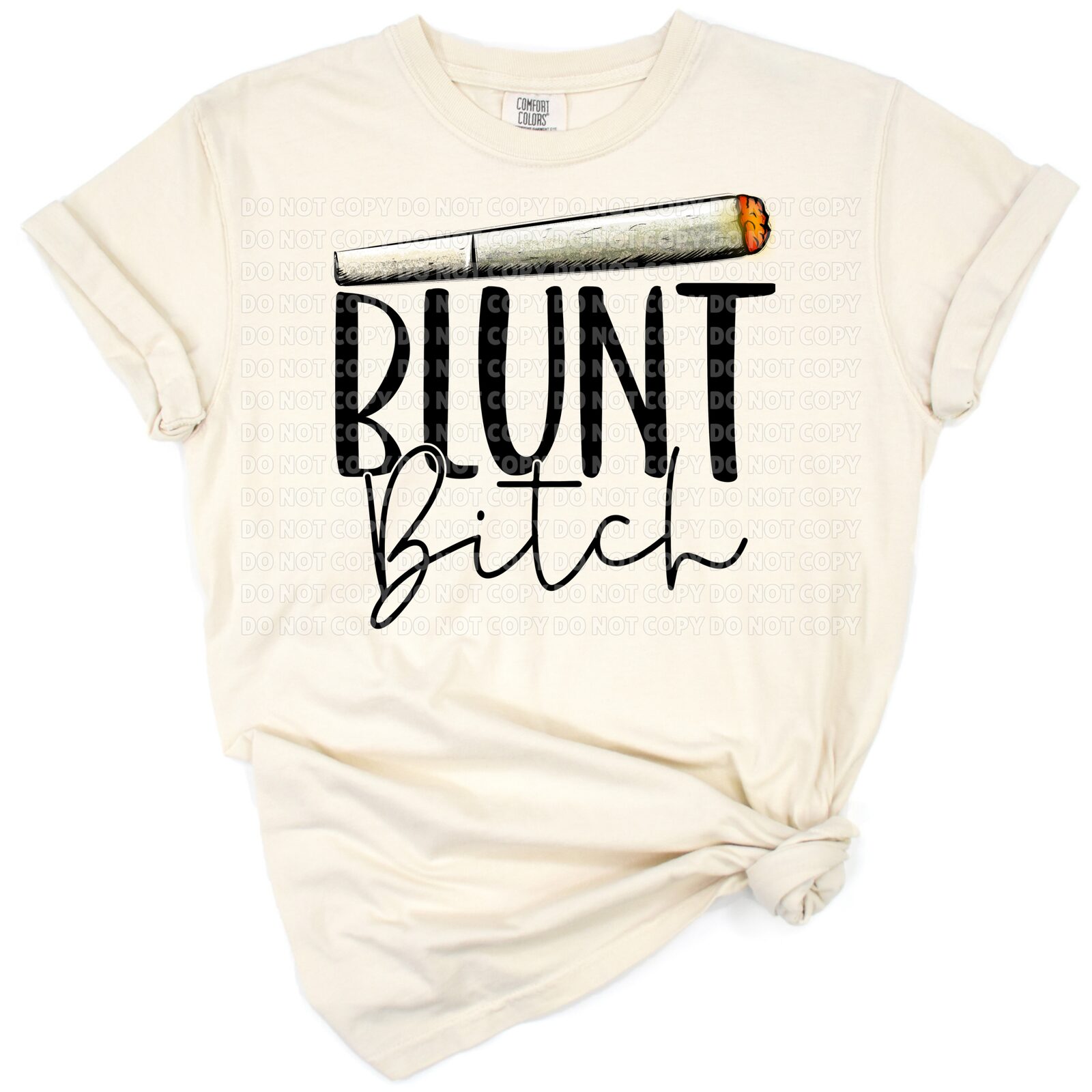Cartoon blunt with fun text and weed leaf illustration in a playful adult style.