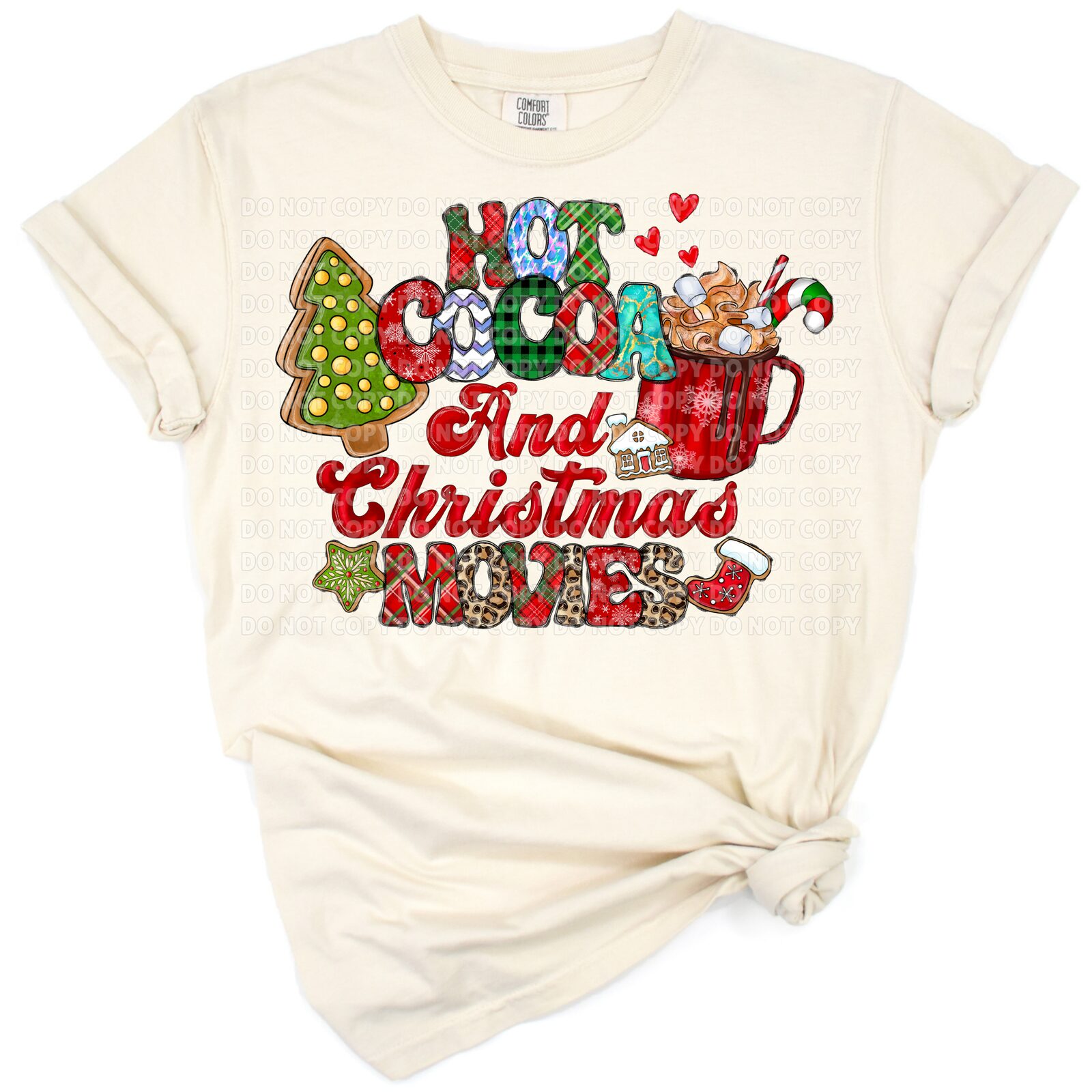 A western-inspired Christmas design with a hot cocoa mug and holiday accents.