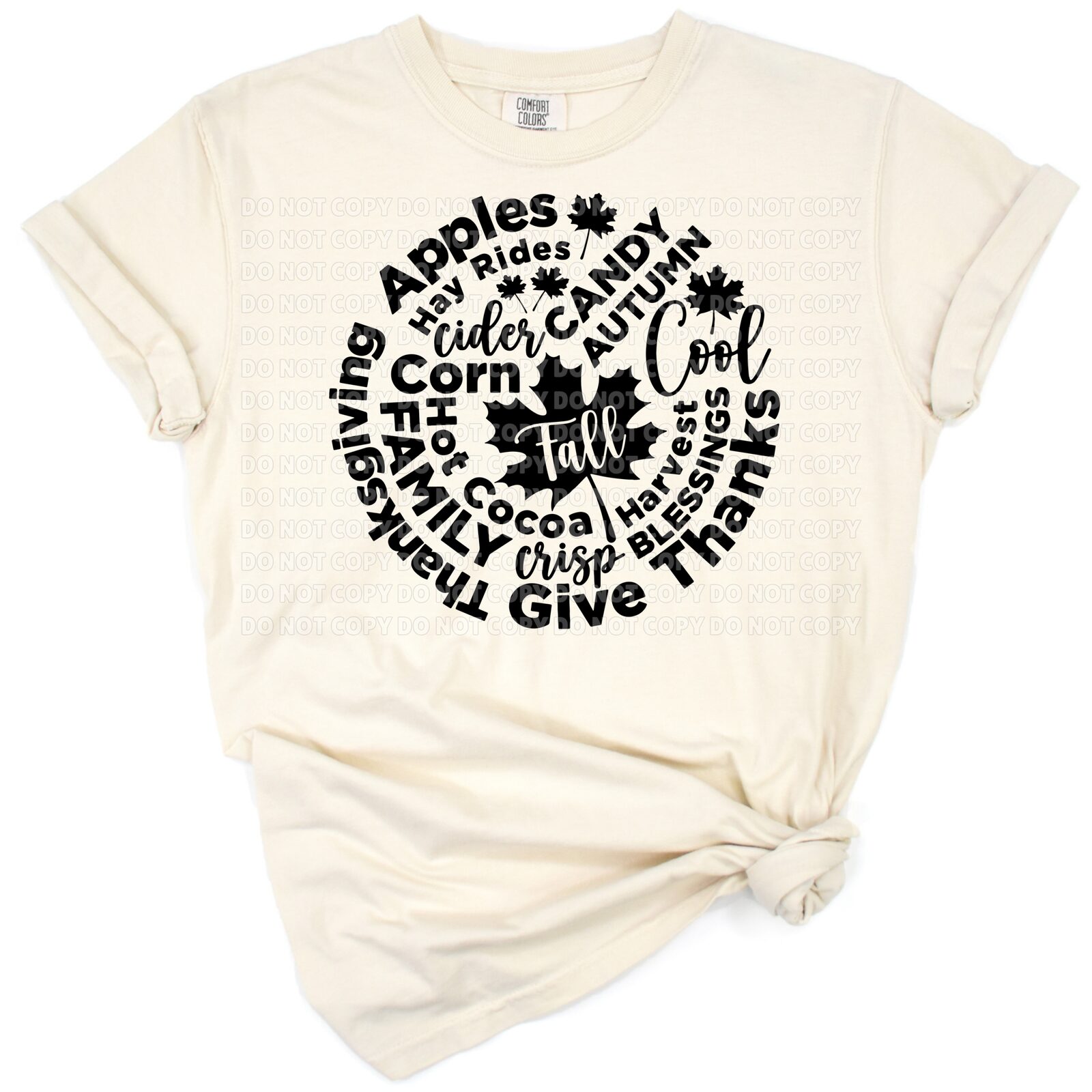 Hand lettered maple leaves and playful autumn typography design.