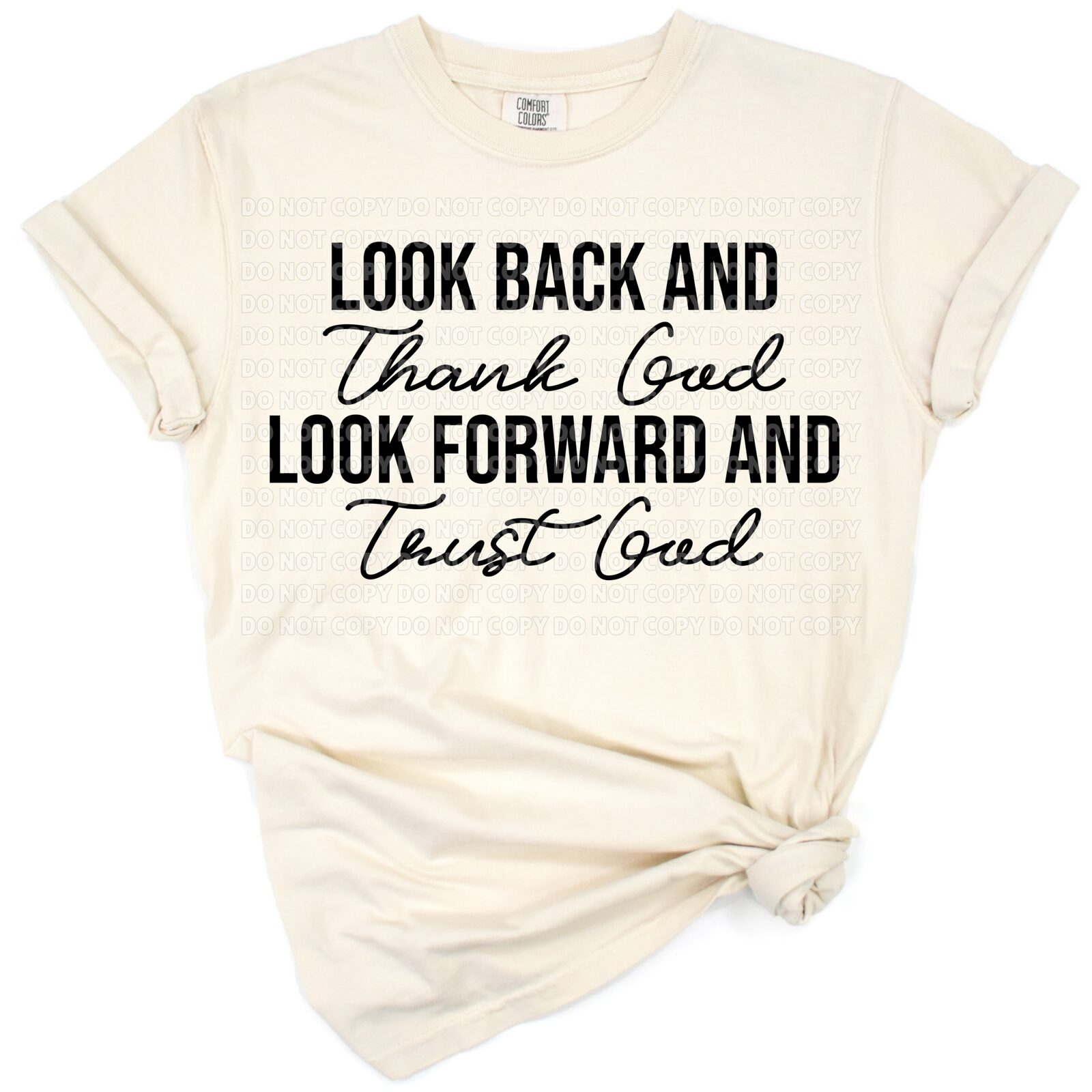 Retro style Thank God and Trust God inspirational Christian quote with Valentine's hearts and gifts for mom.