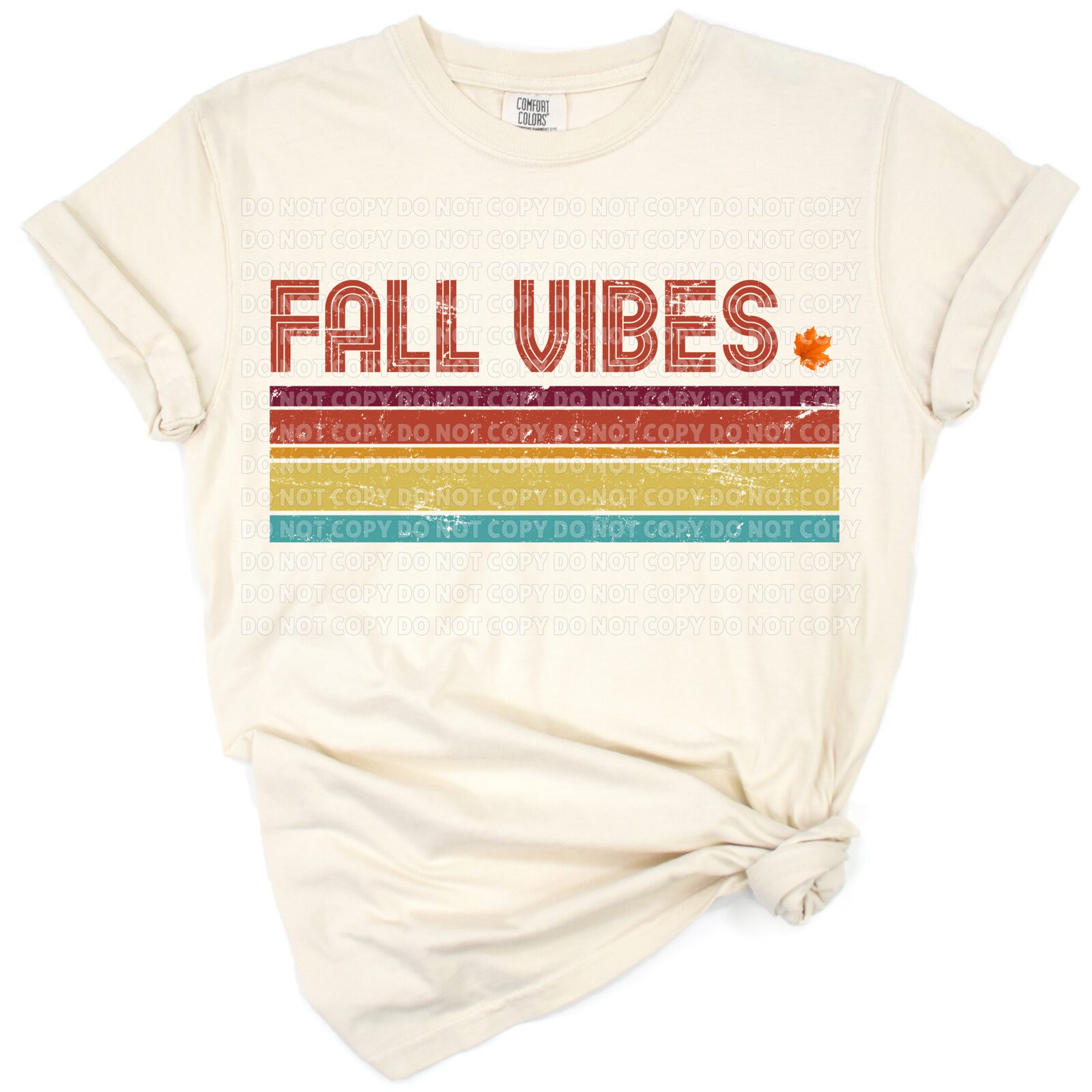 A vibrant retro-style fall vibes text with autumn colors and grunge accents.