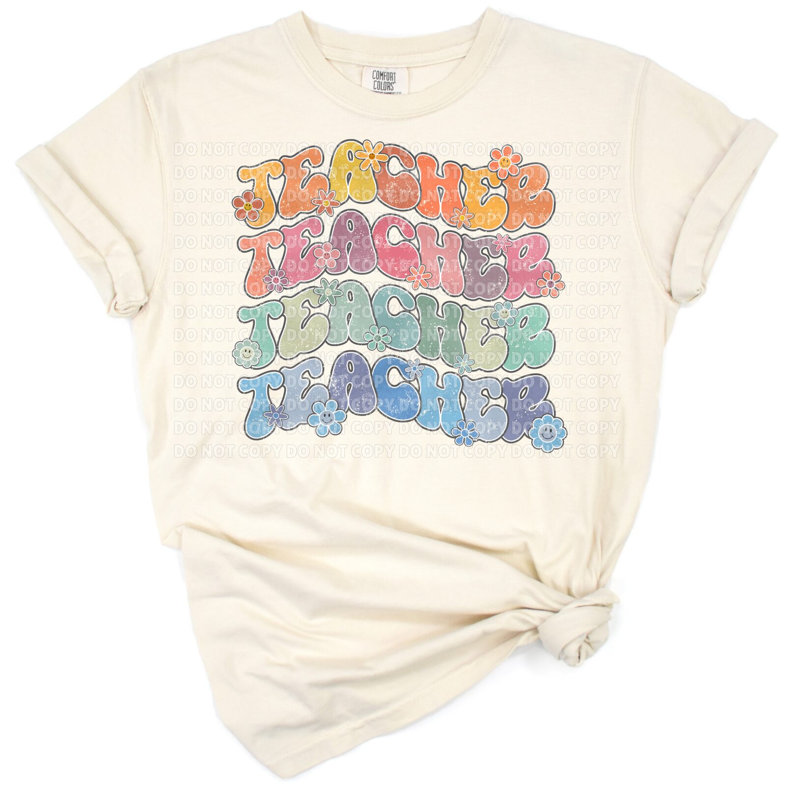 A playful and retro themed teacher design with colorful groovy lettering and cute accents.