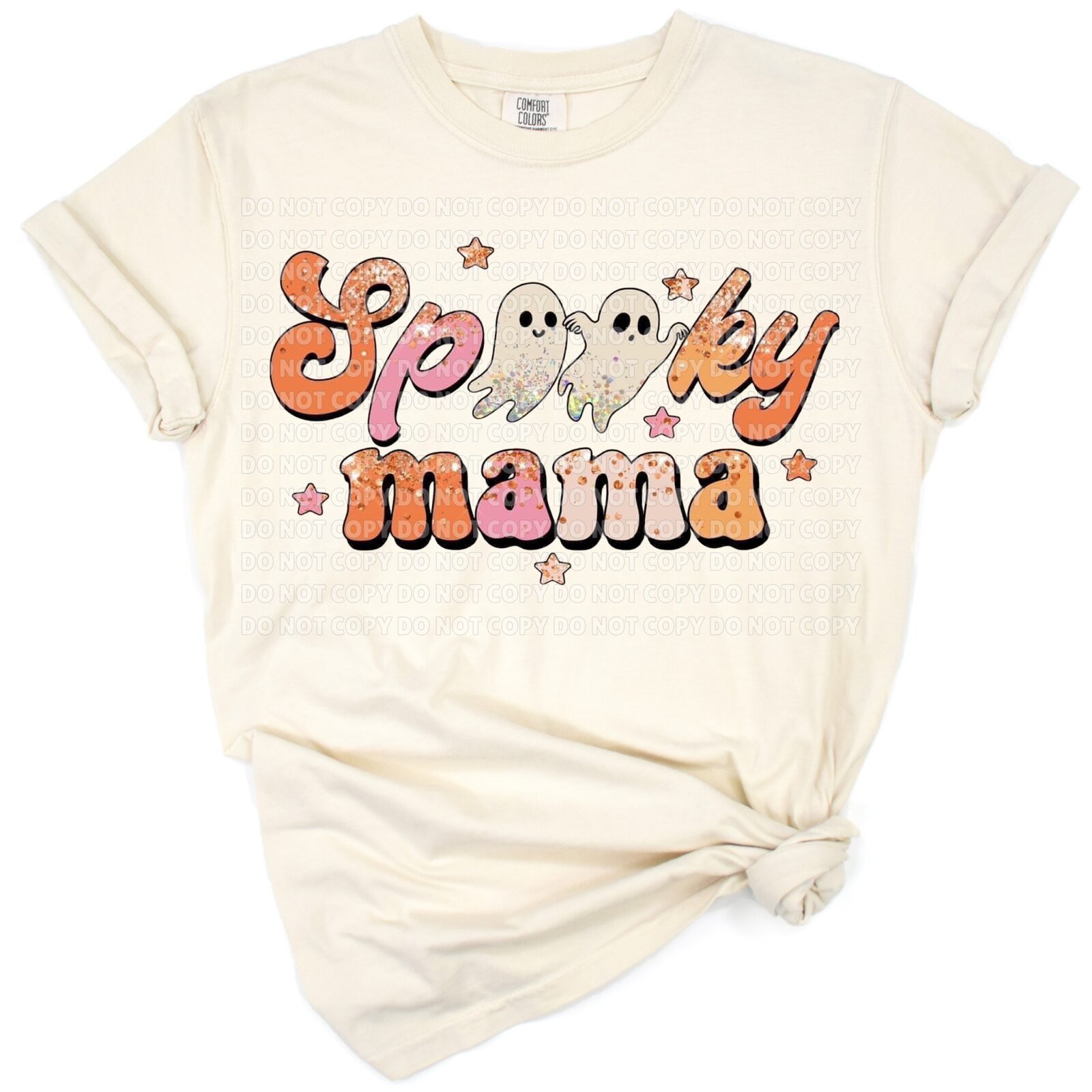 A playful Halloween themed spooky mama design with girly accents, perfect for moms and kids.