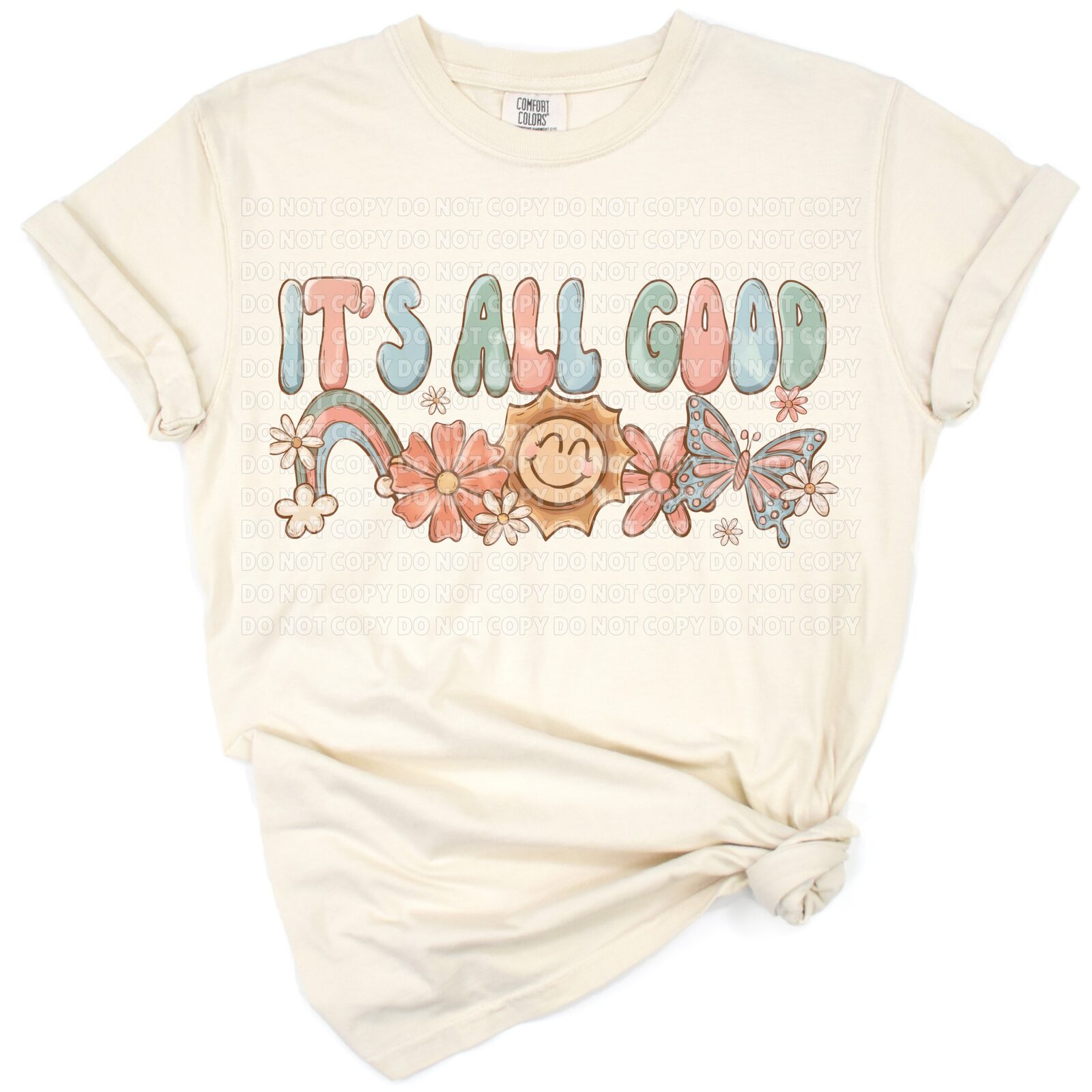 Colorful retro 'It's All Good' graphic in groovy lettering with vintage style accents.
