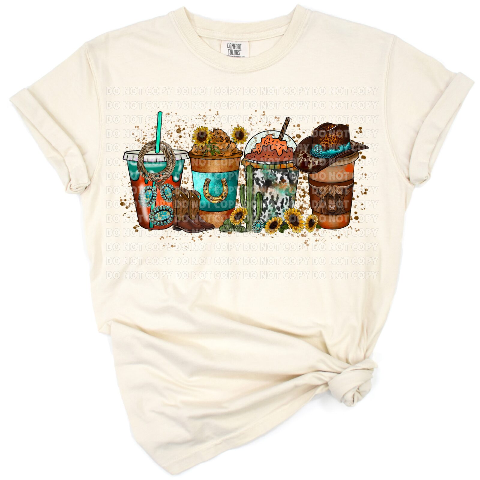 A retro western coffee drink illustration with country style elements.
