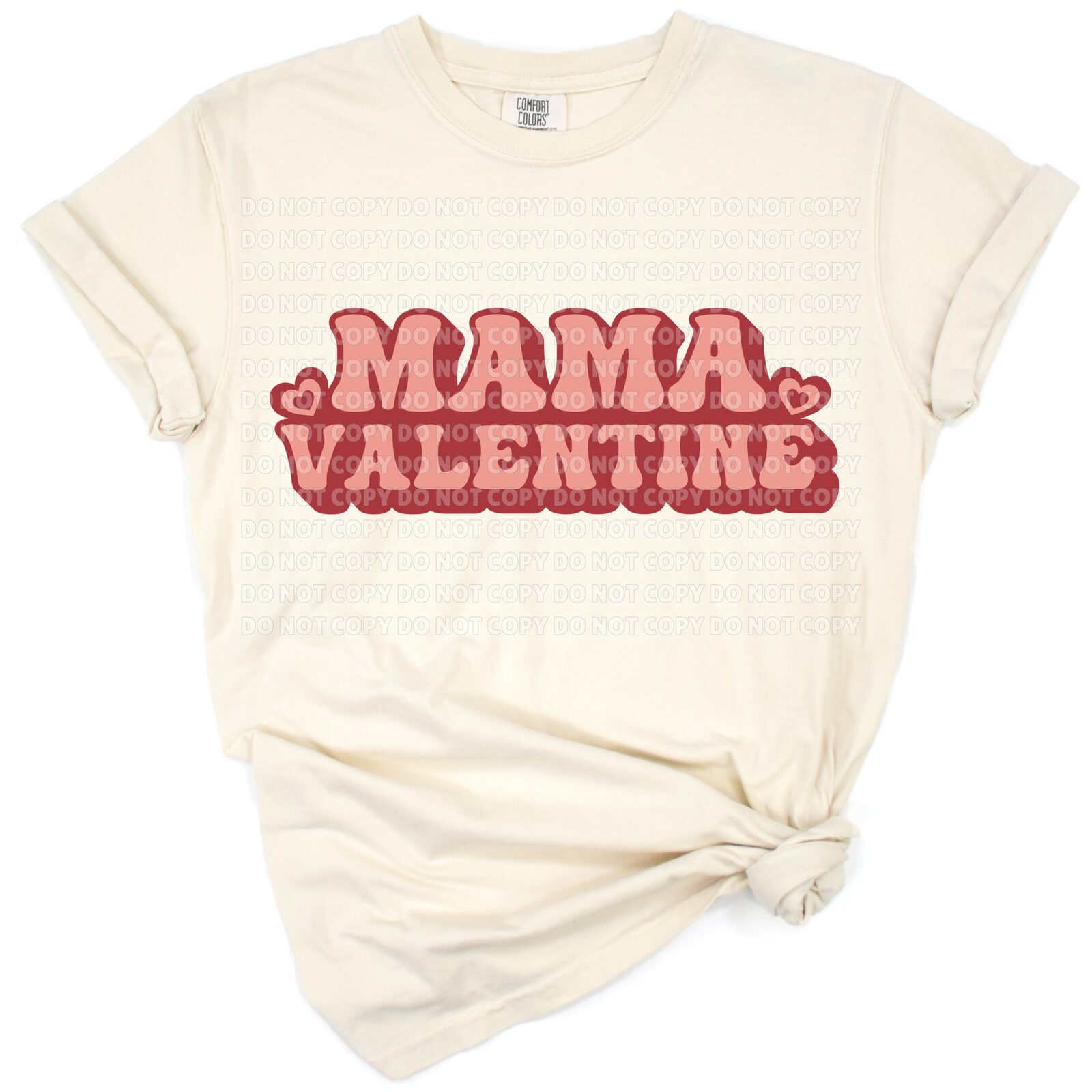 Retro mama and mini Valentine’s Day artwork with pink hearts and matching design.