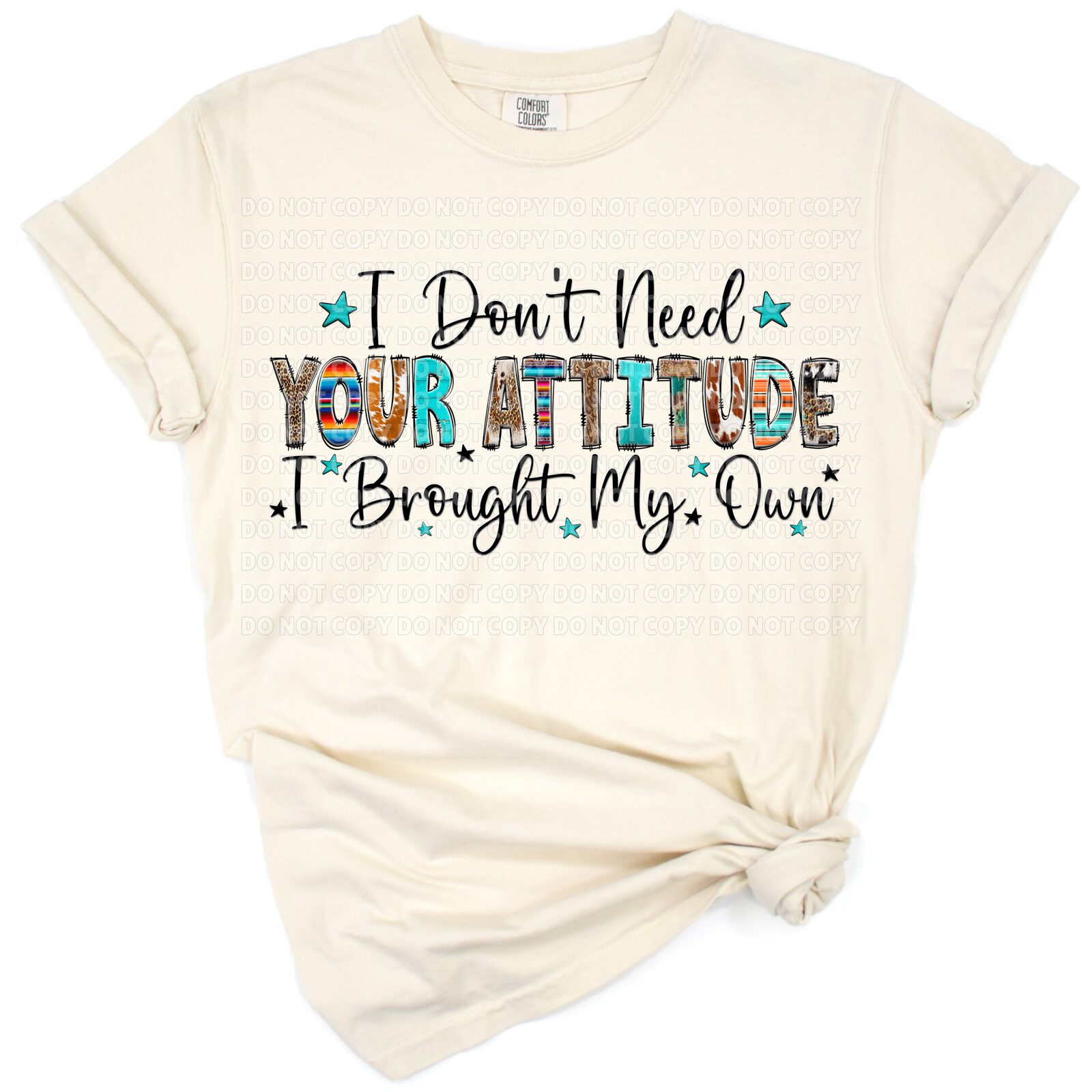 Sarcastic boho-style design with a funny attitude quote in playful typography.