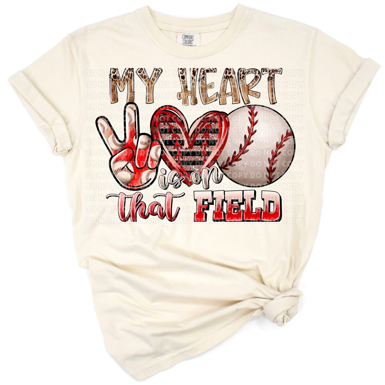 A grunge-style baseball heart with field lines and retro text, styled for moms.