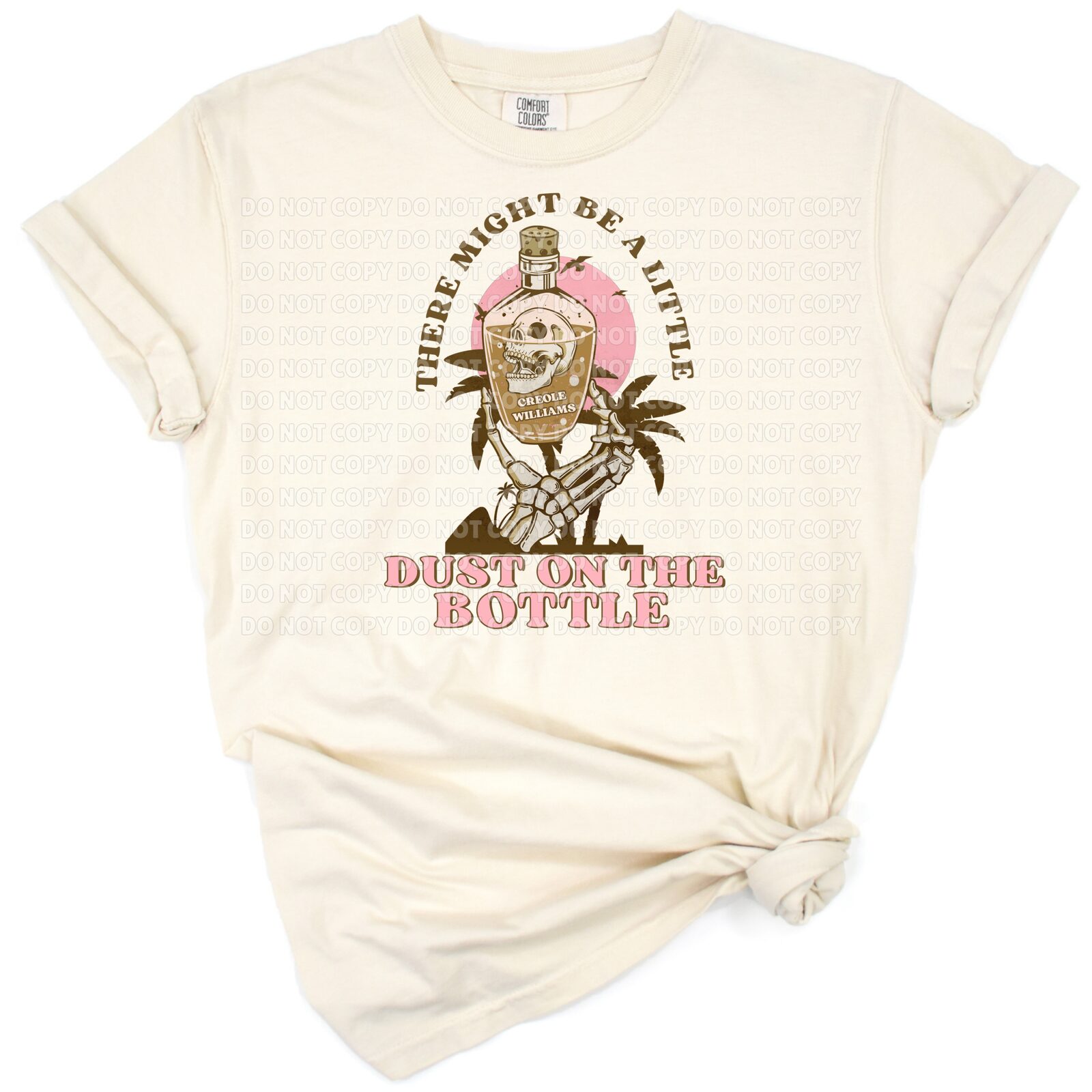 A retro bottle design with vintage summer elements in a distressed artistic style.