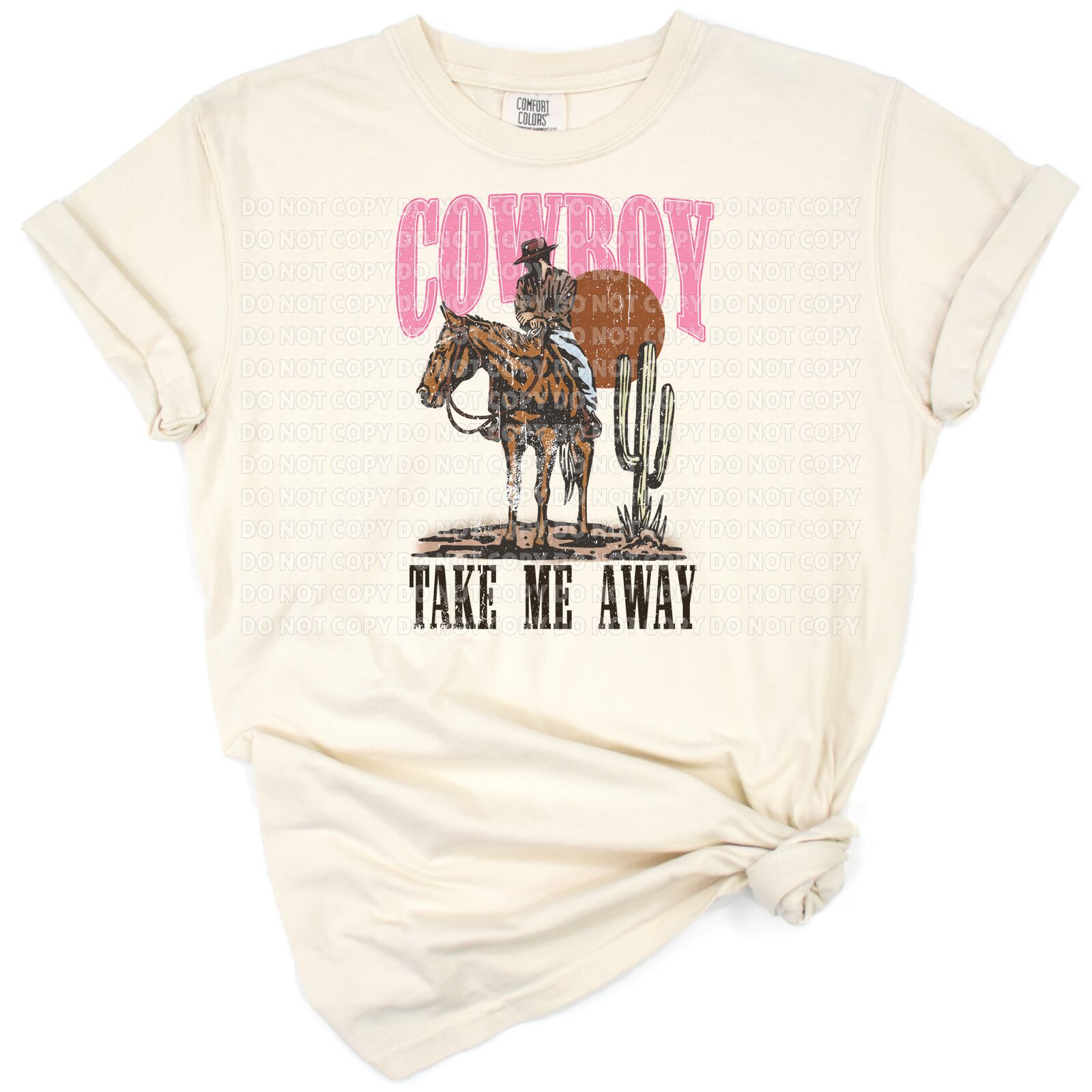 A retro style western design featuring a cowboy and vintage inspired text.