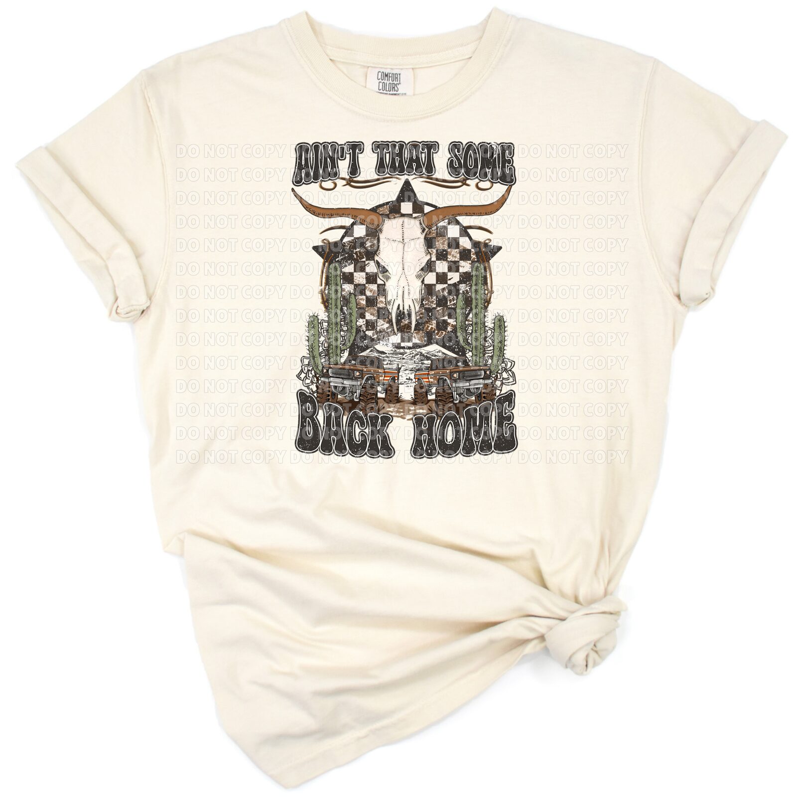 Distressed western country style artwork with rustic and boho elements.