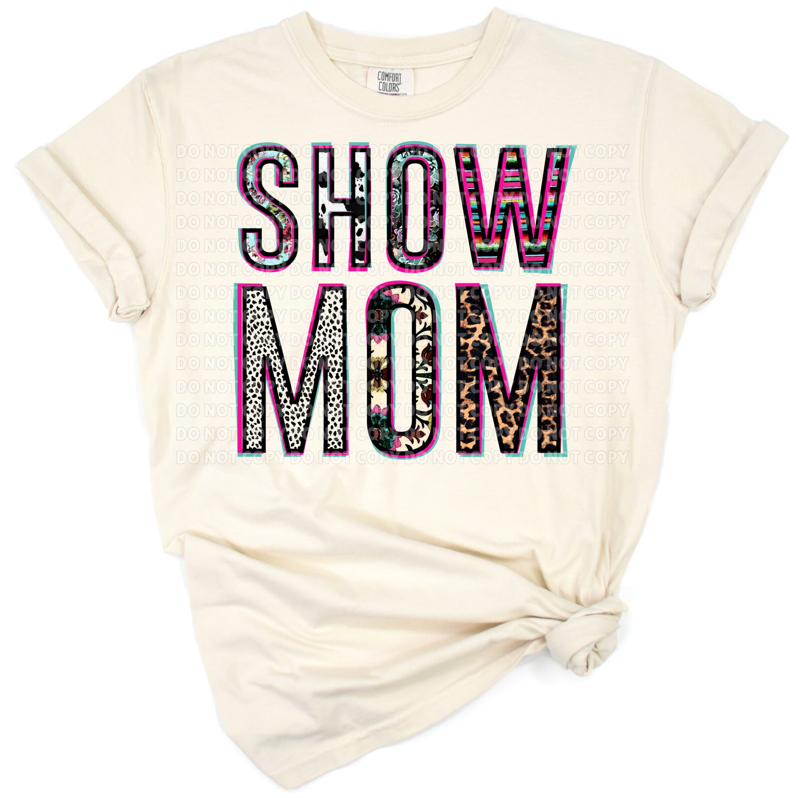 Western country show mom artwork with floral and animal print accents