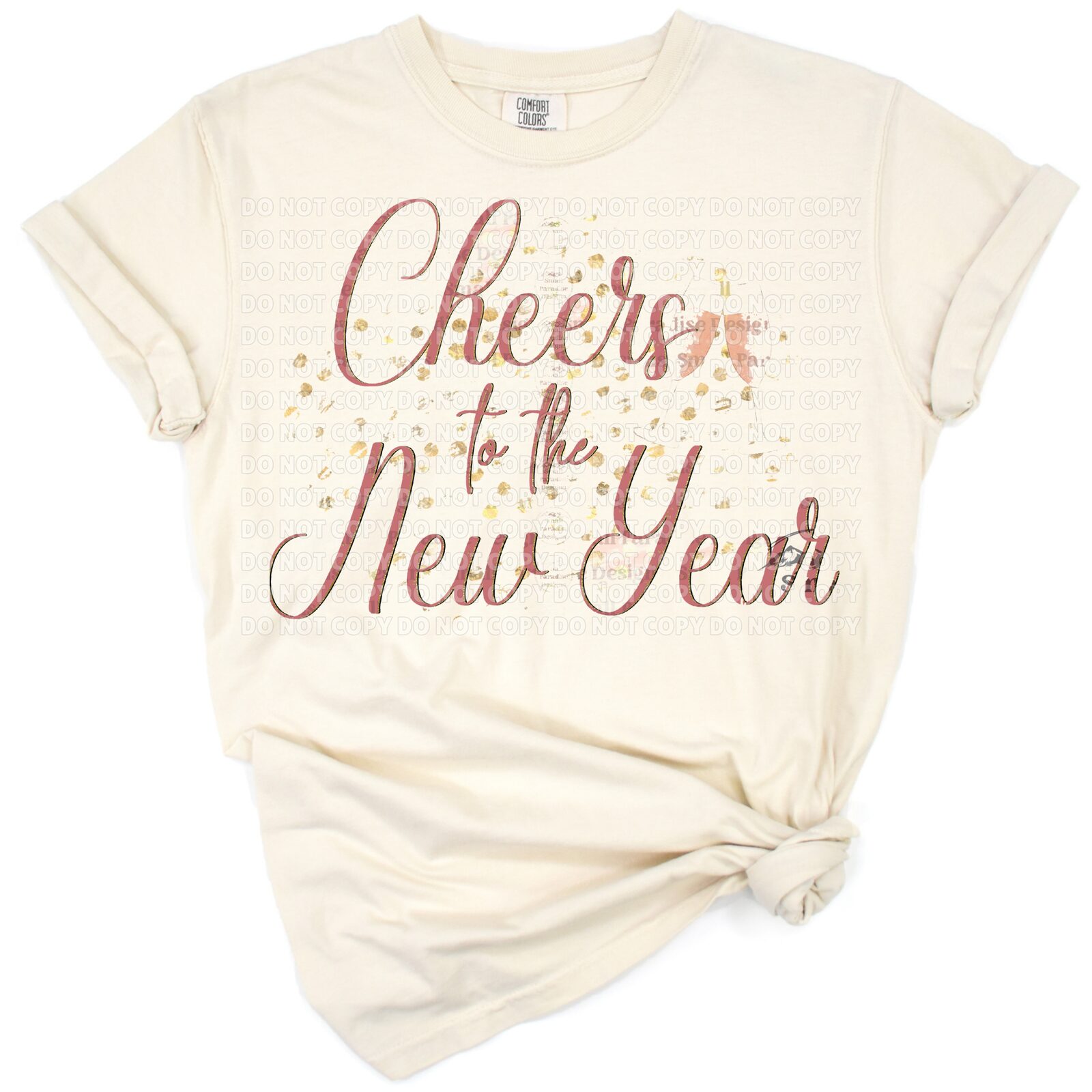 Modern festive typography with the phrase Cheers to the New Year and celebratory decorative accents.