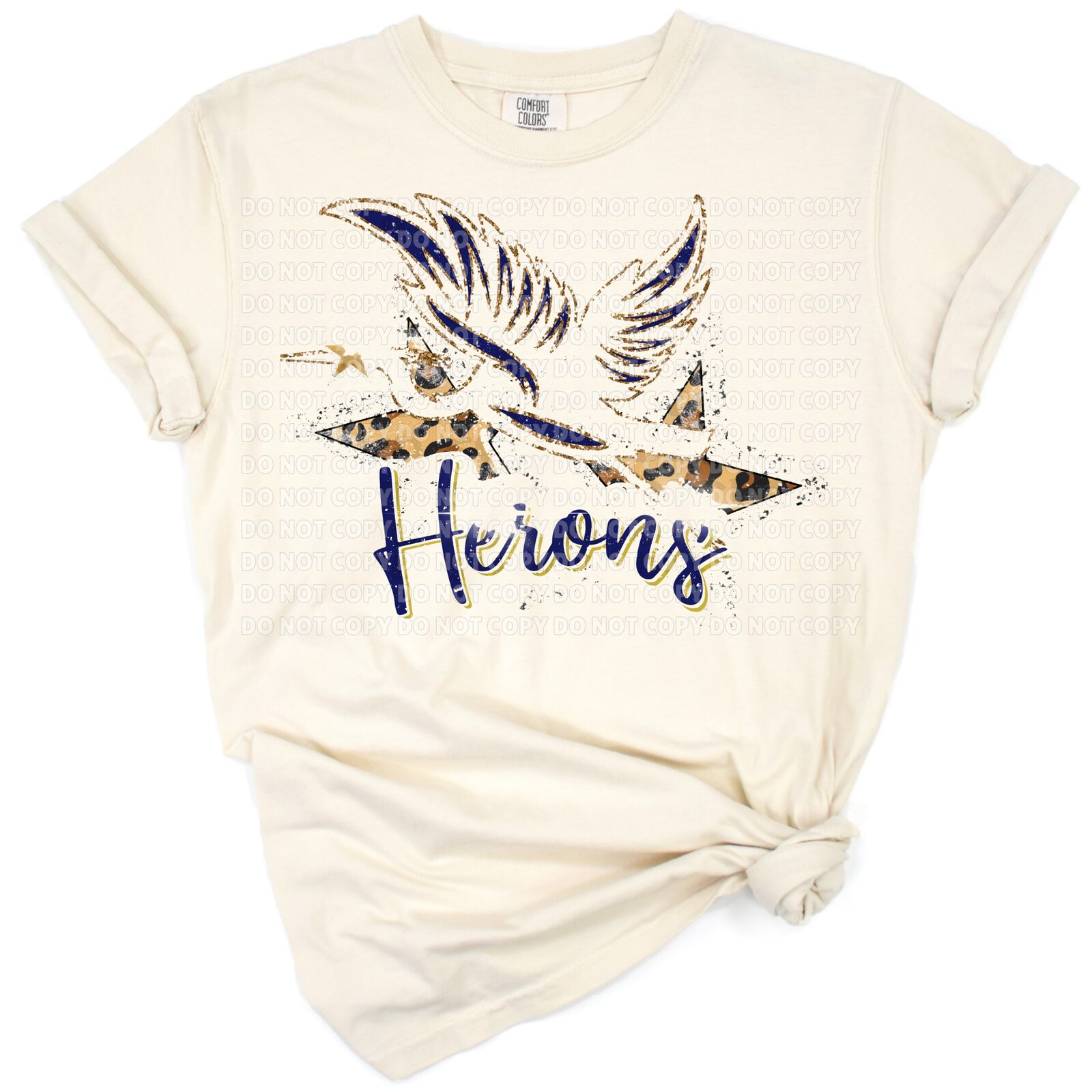 A distressed herons and star with a retro spirit theme for apparel.