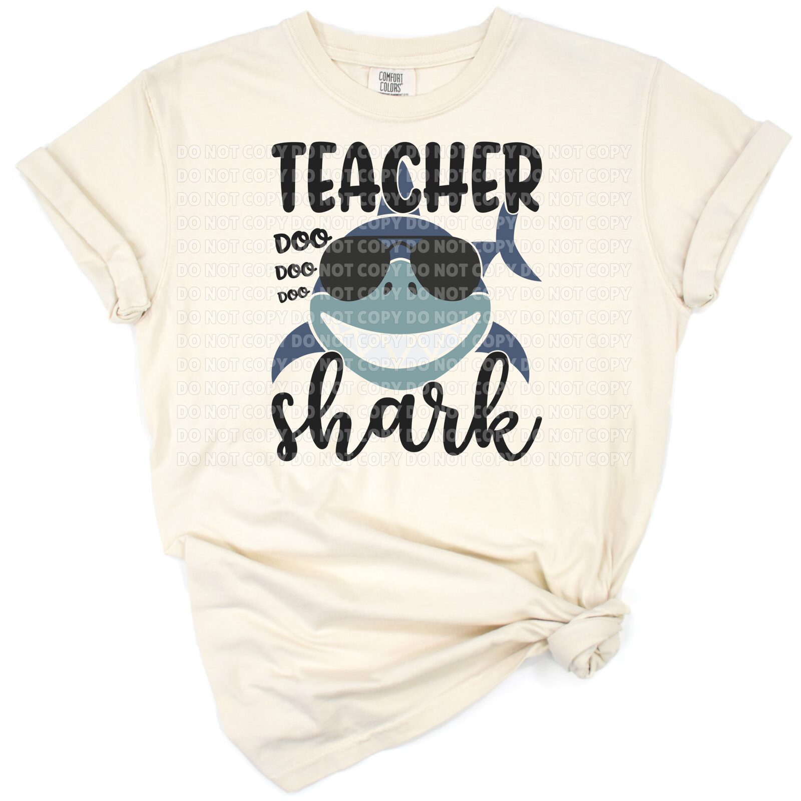 A cartoon shark with sunglasses and a playful expression, styled in a fun teacher theme.