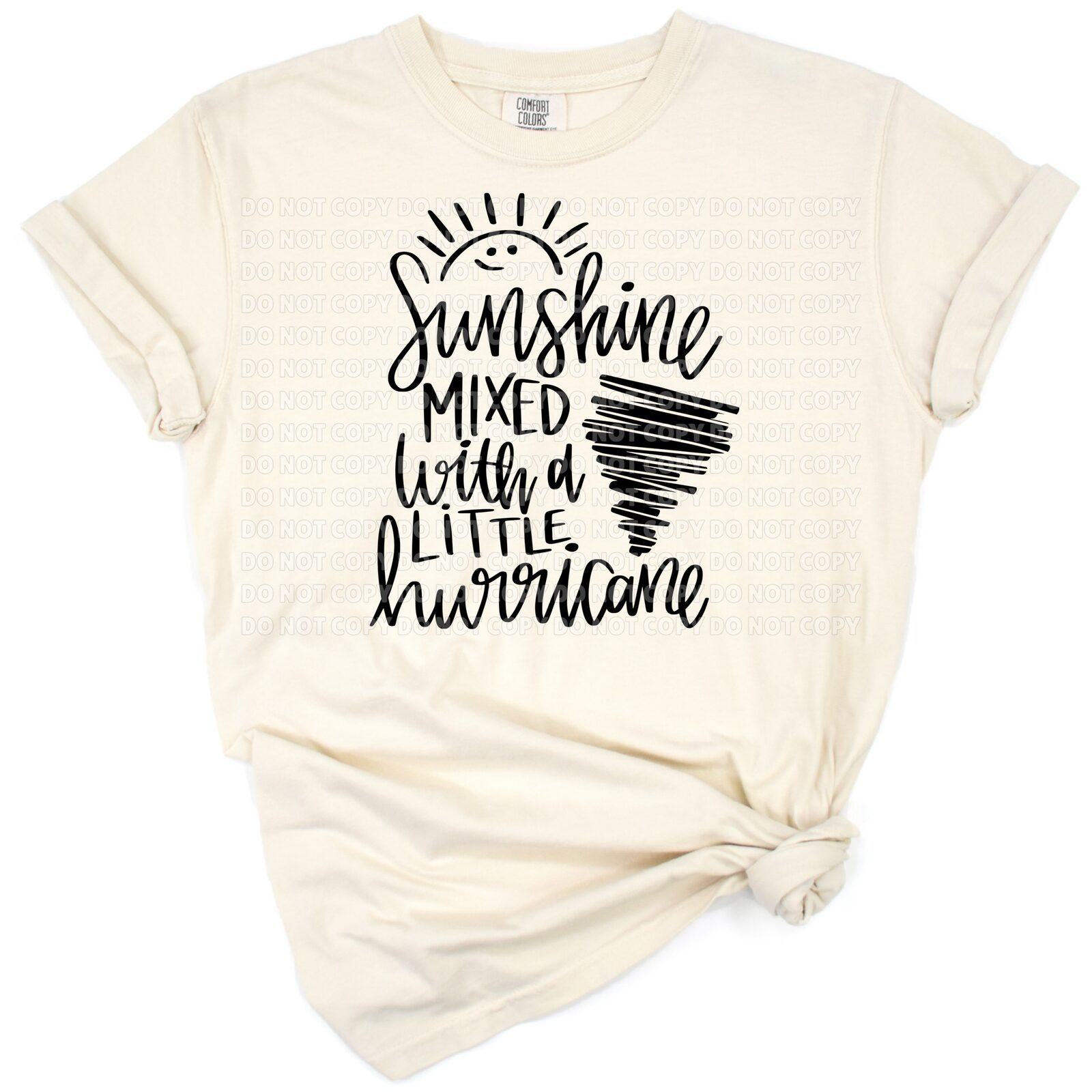 Playful Sunshine and Hurricane text with cute accents in a girly southern style.