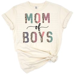 Funky camo brushstroke design with playful boy mom lettering.