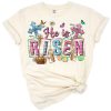 Floral Easter design with the phrase He is risen in bright, cheerful colors.