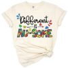 A colorful puzzle piece illustration with playful lettering that promotes autism awareness.