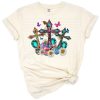 A Western-style cross adorned with Easter and faith elements in a colorful festive design.