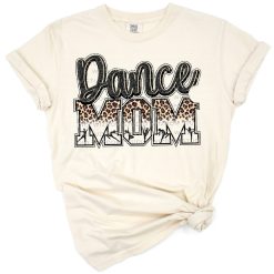 Leopard pattern word art in bold black letters spelling dance mom.