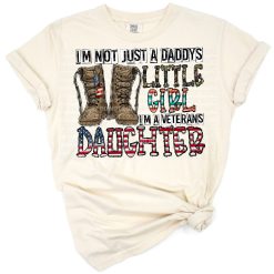 A patriotic design with a proud daughter and bold American flag elements.