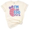 A playful Easter egg with a funny quote and whimsical accents.