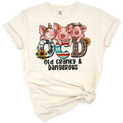 A grumpy pig and cow illustrated in a western rustic style.