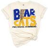 A bold leopard print lightning bolt with Bearcats text in a retro school spirit theme.