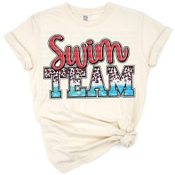 Illustration of a swim team swimming and diving athletic theme.