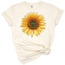 A hand drawn watercolor sunflower with cute western style and floral details.