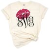 Preppy monogrammed lips with a bold kiss and playful style.