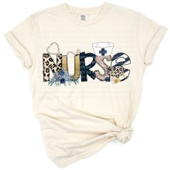 Leopard and cheetah print nurse life themed artwork with trendy motifs.