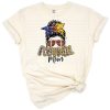 A blue and gold distressed design featuring the phrase Football Mom with sporty elements.