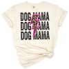 Design featuring dog mama text in pink with cheetah, leopard, and neon lightning bolt accents.