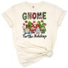 A festive gnome with Christmas decorations and holiday accents.