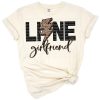 Leopard print artwork featuring a lineman theme with girlfriend and wifey text in retro boho style.
