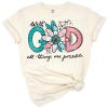 A sunflower and western-inspired design with the phrase 'With God All Things Are Possible'.