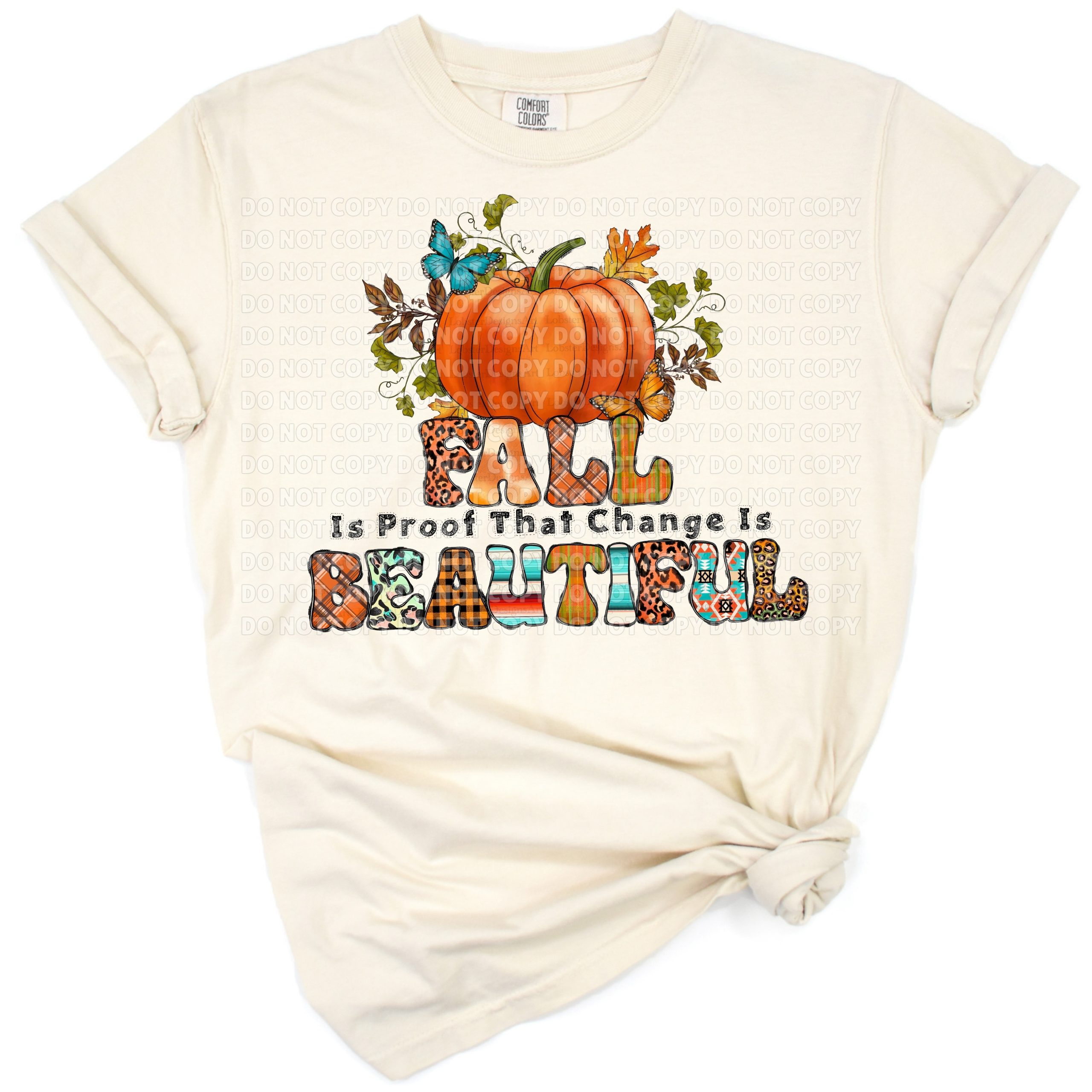 Three pumpkins with leopard prints surrounded by autumn leaves and thankful script.
