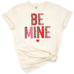 Half leopard print Be Mine design with heart shapes and playful Valentine’s Day theme.