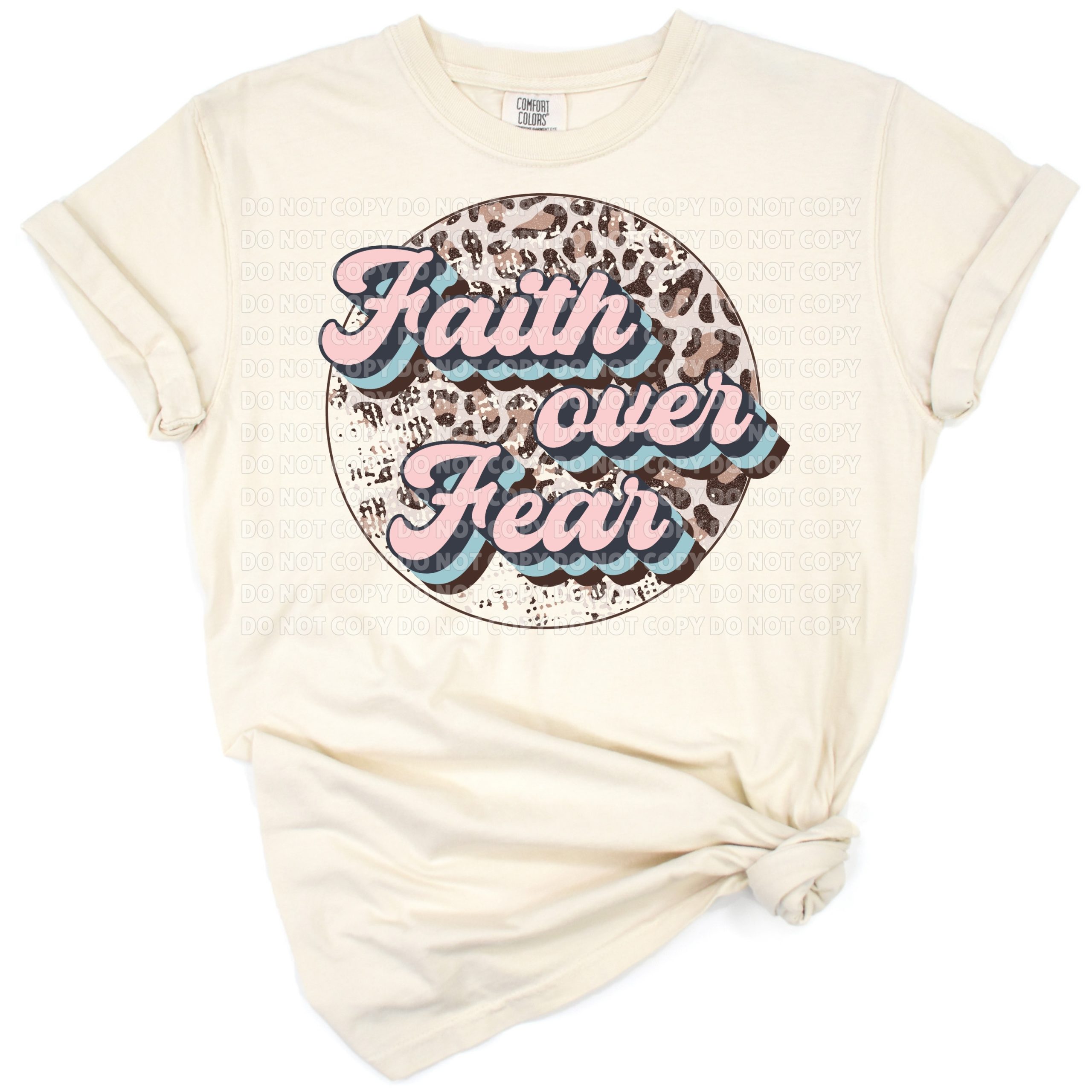 A pink ribbon with uplifting faith over fear text in a supportive awareness style.