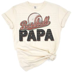 A retro-inspired baseball papa design with vintage typography and sporty accents.