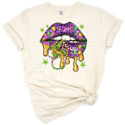 Colorful lips artwork with a Mardi Gras and western theme.